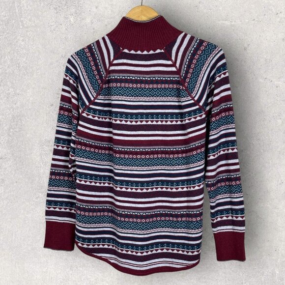 Eddie Bauer Engage Fair Isle Burgundy Purple Quarter‎ Zip Pullover Sweater Large - Picture 15 of 15